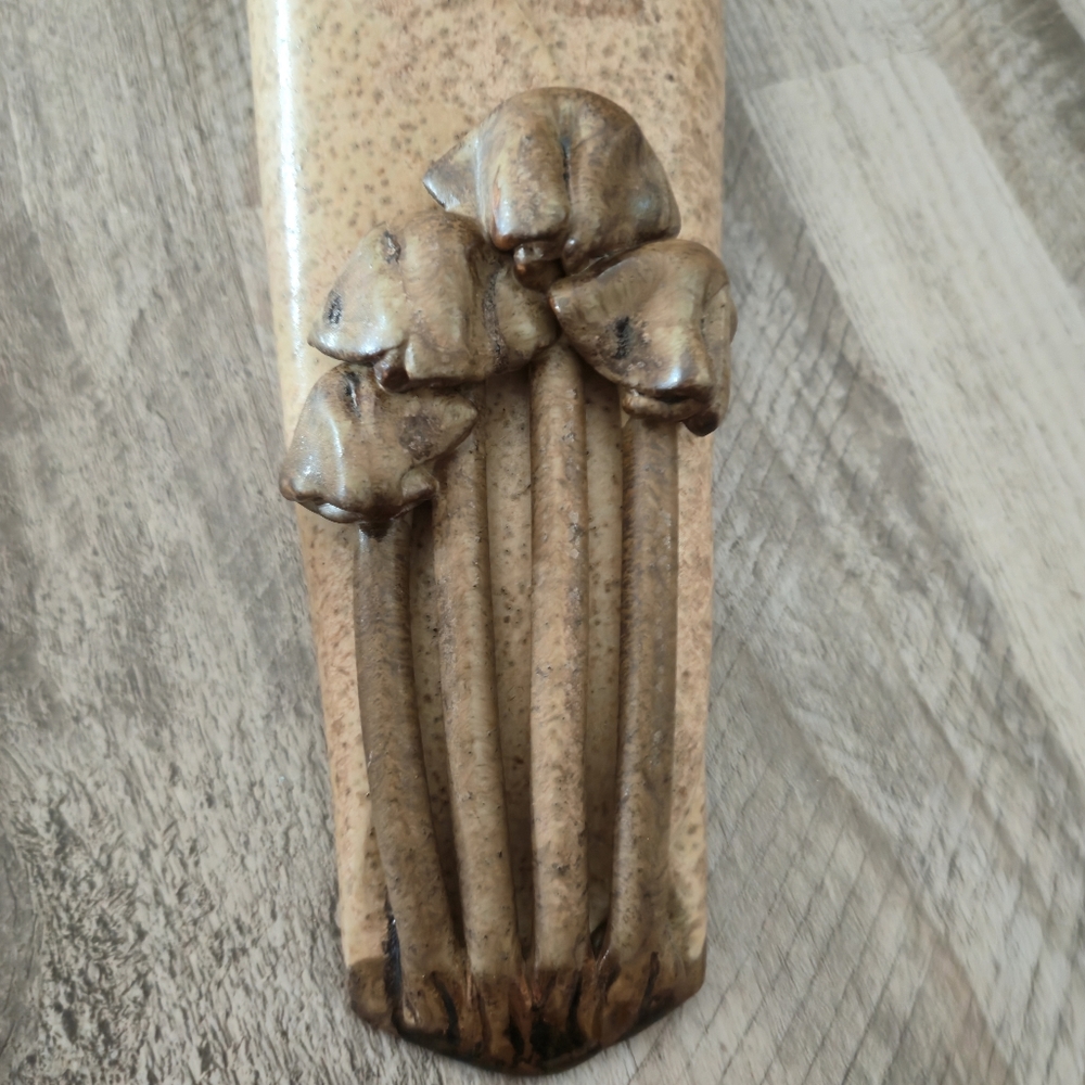 Hilborn Pottery Ceramic Mushroom Wall Pocket Vase Speckled Beige Canada Studio - Picture 4 of 7